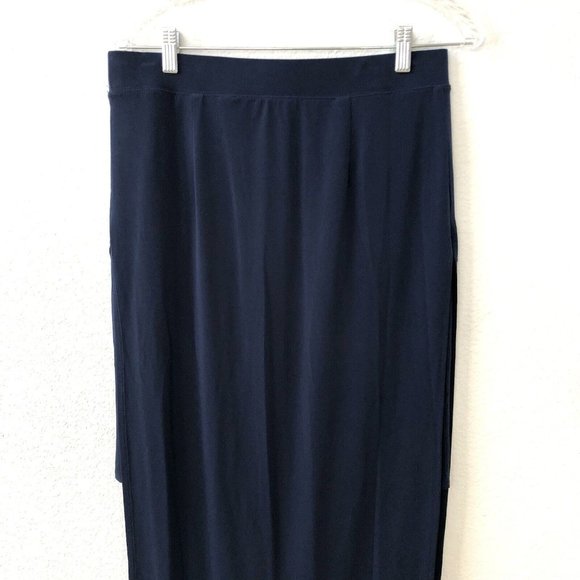 G.I.L.I. Jetsetter Side Slit Maxi Skirt Navy Blue Size Small Women's - Picture 7 of 8